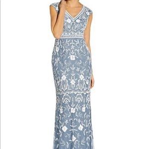 NWT Adrianna Papell Beaded Mermaid Gown - Periwinkle Blue